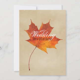 Najaars Oranje Herfst in Love Leaves Wedding Kaart