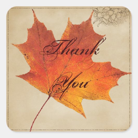 Najaars Oranje Herfst in Love Leaves Wedding Vierkante Sticker (Voorkant)