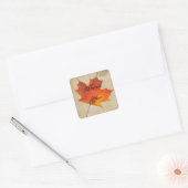 Najaars Oranje Herfst in Love Leaves Wedding Vierkante Sticker (Envelop)