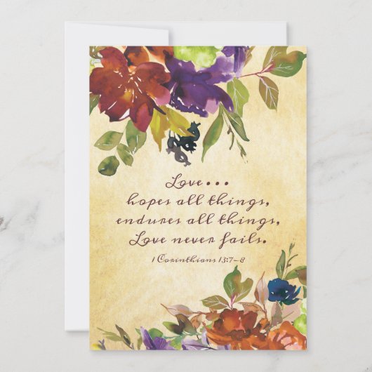 Najaars Paarse verbrande Oranje Christelijke bruil Kaart (Achterkant)