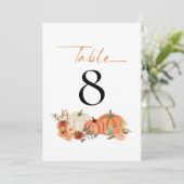 Najaars Pomkins Florals Wedding Table Number (Staand voorkant)