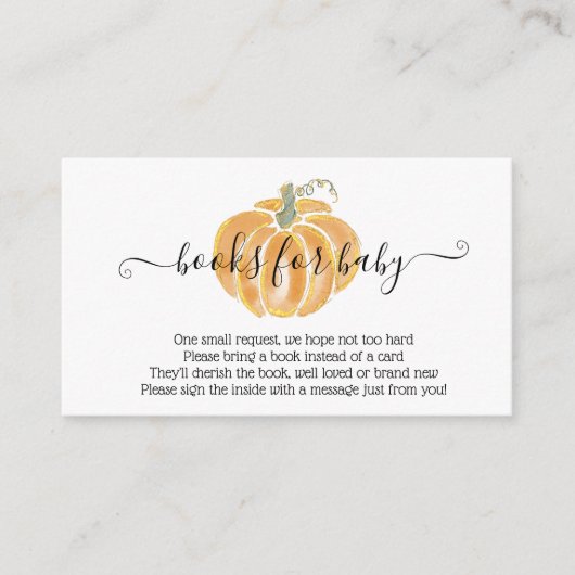 Najaars pompoenboeken voor Baby Informatiekaartje (Voorkant)