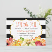 Najaars pompoenen Herfst verlaat sparen de Datum Save The Date (Staand voorkant)