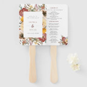 Najaars programma Blooms Burgundy & Oranje huwelij Handwaaier (Voorkant en achterkant)