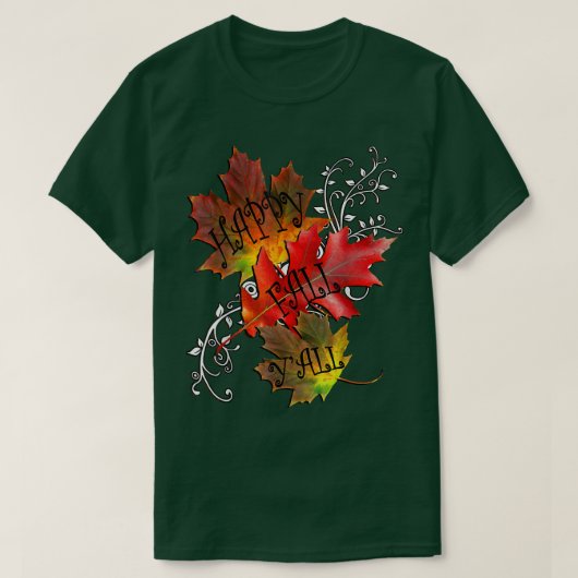 Najaars Quote Happy Herfst Yall, Pattern Leaves He T-shirt (Design voorkant)