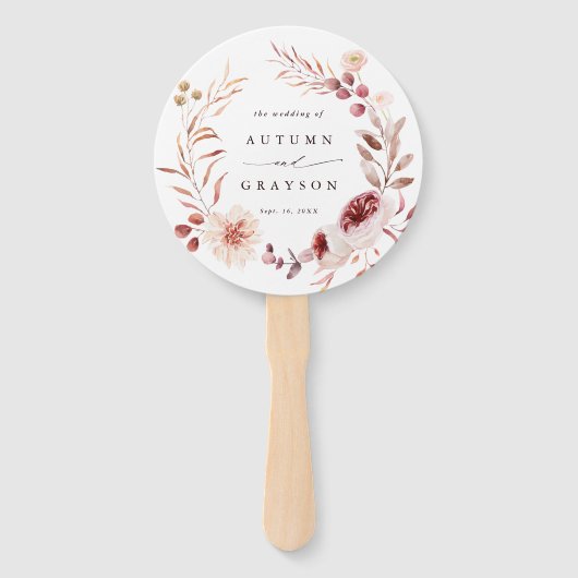 Najaars Romance Floral Wreath Weddendag tijdlijn Handwaaier (Voorkant)