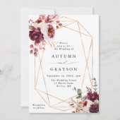 Najaars Romance Gold Geometric Lijst Wedding Kaart (Voorkant)