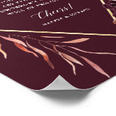 Najaars Romance Gold Lijst Floral Wedding Open Bar Poster (Hoek)