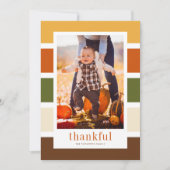 Najaars Stripes Pattern Thankful Photo Thanksgivin Feestdagenkaart (Voorkant)