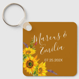 Najaars Sunflower Custom Wedding Sleutelhanger