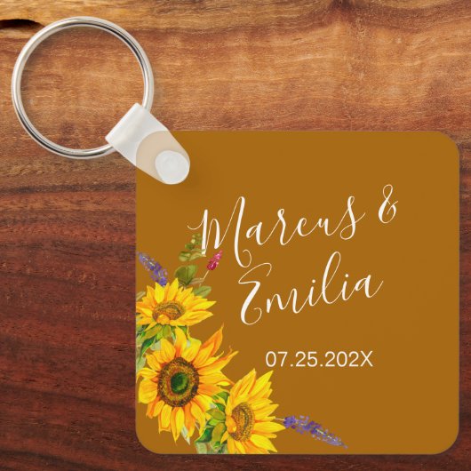 Najaars Sunflower Custom Wedding Sleutelhanger (Voorkant)