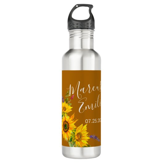 Najaars Sunflower Custom Wedding Waterfles (Voorkant)