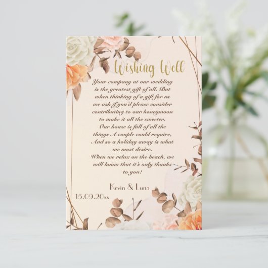 Najaars Symphony Wedding Wishing Well Kaart (Staand voorkant)