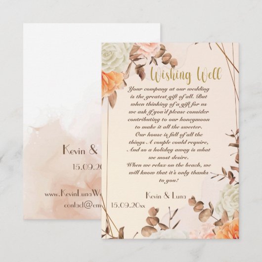 Najaars Symphony Wedding Wishing Well Kaart (Voorkant / Achterkant)