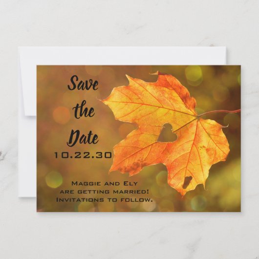 Najaars terugval bruiloft bewaart de datumkaarten save the date (Voorkant)