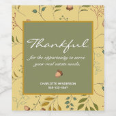 Najaars Thankful Real Estate Client Appreciation Wijn Etiket (Enkel label)
