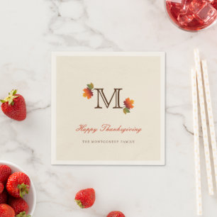 Najaars Thanksgiving monogram Servet