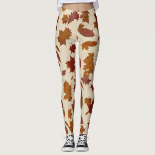 Najaars vallende bladeren op aangepast crème leggings