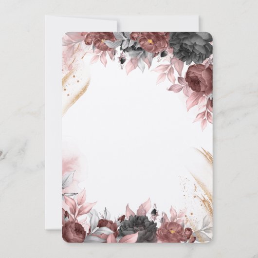 Najaars Waterverf bloemen bruiloft RSVP Kaart (Achterkant)