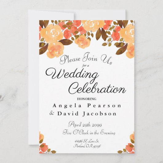 Najaars Waterverf bloemen kleurt Kaart (Voorkant)