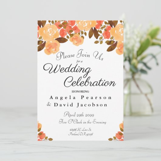 Najaars Waterverf bloemen kleurt Kaart (Staand voorkant)