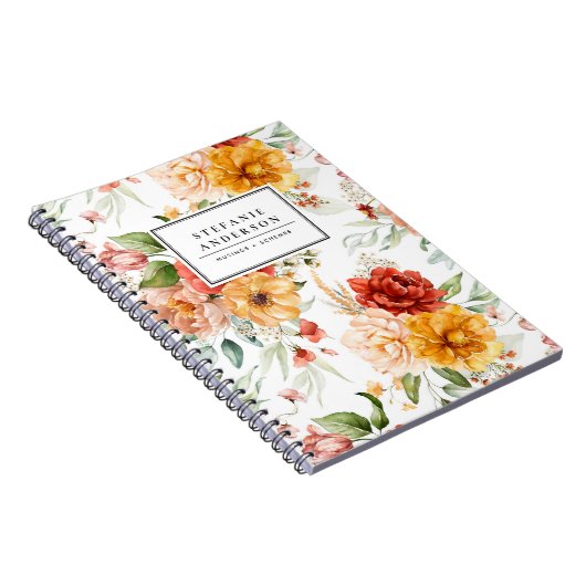 Najaars Waterverf Flowers en Greenery Pattern Notitieboek (Rechterzijde)