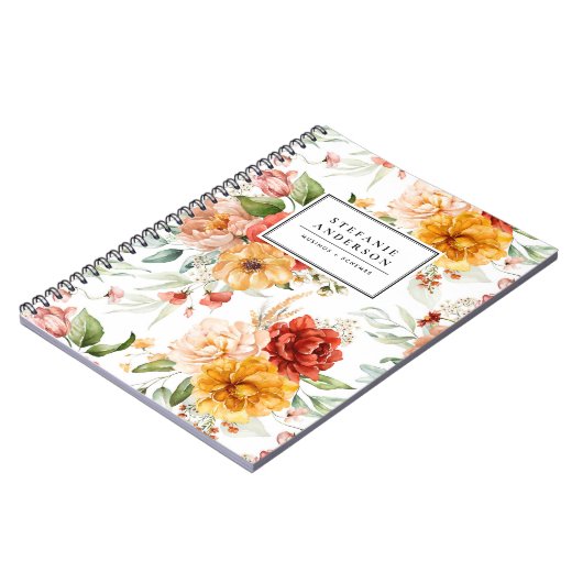 Najaars Waterverf Flowers en Greenery Pattern Notitieboek (Linkerzijde)