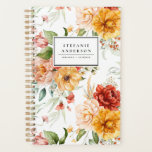 Najaars Waterverf Flowers en Greenery Pattern Planner<br><div class="desc">florale planner met een doorsnede van wazige roze,  gele en rode pinda's,  rozen en madeliefjes met grijze accenten. Personaliseer door namen en andere details toe te voegen. Deze botanische planner zal perfect zijn als een gepersonaliseerd geschenk voor Kerstmis,  verjaardagen en afstuderen.</div>