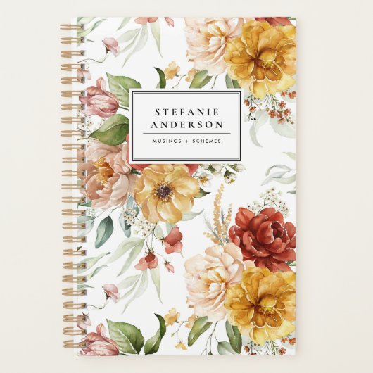 Najaars Waterverf Flowers en Greenery Pattern Planner (Voorkant)