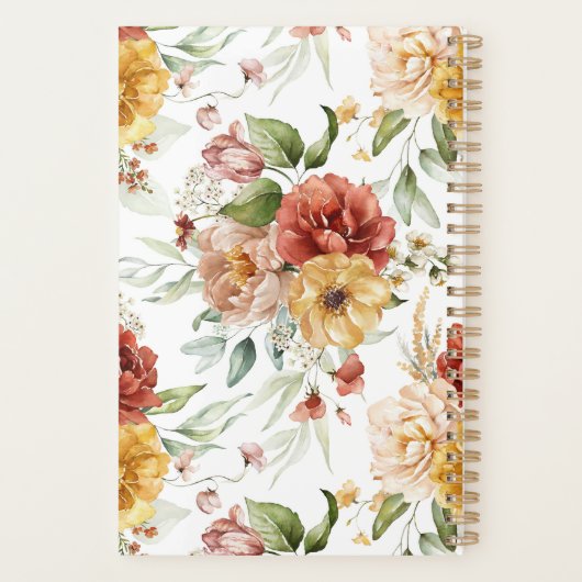 Najaars Waterverf Flowers en Greenery Pattern Planner (Achterkant)