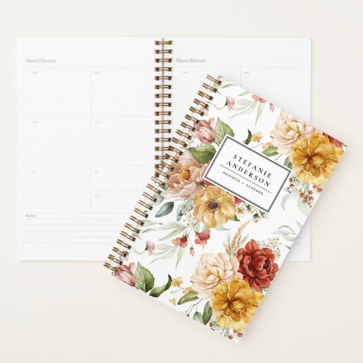 Najaars Waterverf Flowers en Greenery Pattern Planner (Display)