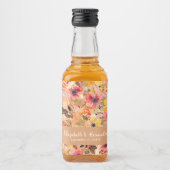 Najaars Waterverf Flowers Wedding Mini Likeurfles Etiket (Voorkant)