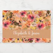 Najaars Waterverf Flowers Wedding Mini Sparkling Wijnetiket (Enkel label)