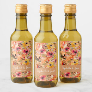 Najaars Waterverf Flowers Wedding Mini Wijn Etiket