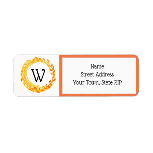 Najaars Waterverf Leaf Swirl Oranje Yellow Etiket