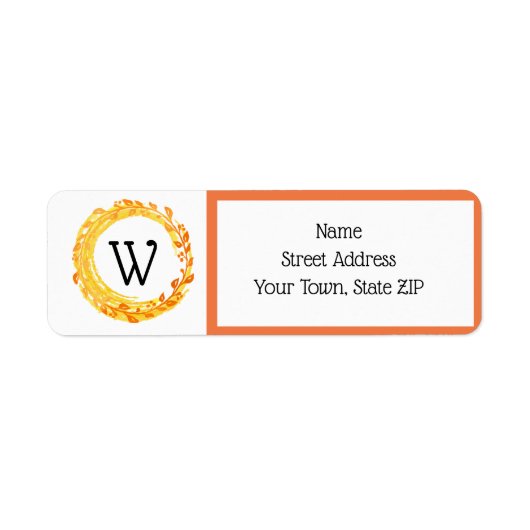 Najaars Waterverf Leaf Swirl Oranje Yellow Etiket (Voorkant)