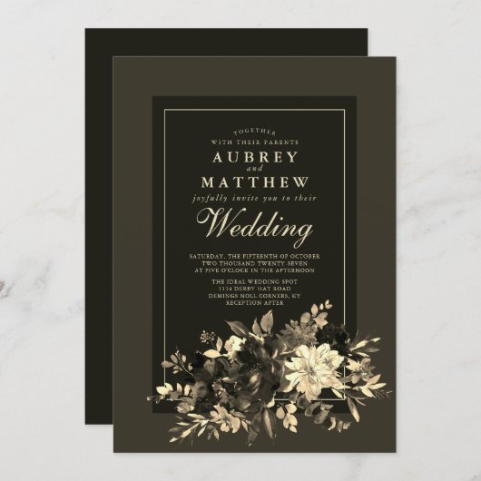 Najaars Waterverf op aarde Gedroogde Floral Spray Kaart (Voorkant / Achterkant)