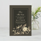 Najaars Waterverf op aarde Gedroogde Floral Spray  Save The Date (Staand voorkant)