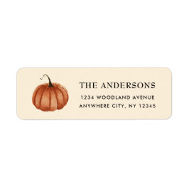 Najaars Waterverf Rustic Pumpkin Return Address Etiket