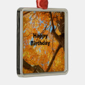 Najaars Yellow Maple Tree Fothday Metalen Ornament (Rechts)
