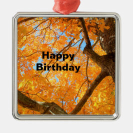 Najaars Yellow Maple Tree Fothday Metalen Ornament