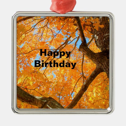 Najaars Yellow Maple Tree Fothday Metalen Ornament (Voorkant)