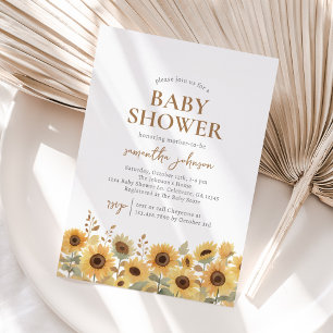 Najaars Zonnebloem Baby shower Invitation Kaart