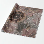 Najaars  zonnebloem Bruine Grijze marktbladeren Cadeaupapier (Uitgerold)