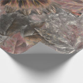 Najaars  zonnebloem Bruine Grijze marktbladeren Cadeaupapier (Hoek)