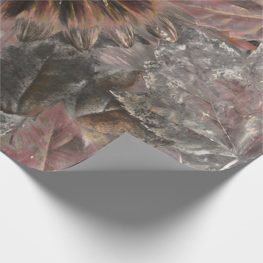 Najaars  zonnebloem Bruine Grijze marktbladeren Cadeaupapier (Hoek)