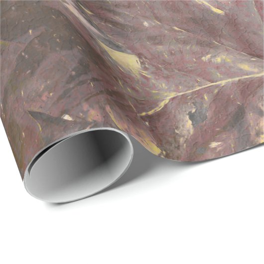 Najaars  zonnebloem Bruine Grijze marktbladeren Cadeaupapier (Rol Hoek)