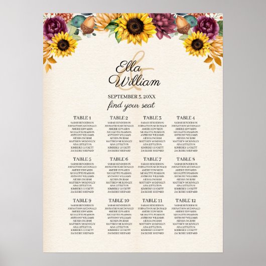 Najaars Zonnebloemen Bindende Zetel Poster (Voorkant)