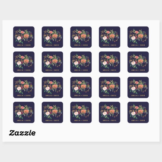 Najaarsaalzegels van Floral Wedding Envelope Vierkante Sticker (Vel)