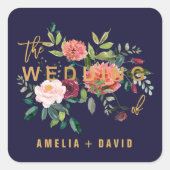 Najaarsaalzegels van Floral Wedding Envelope Vierkante Sticker (Voorkant)